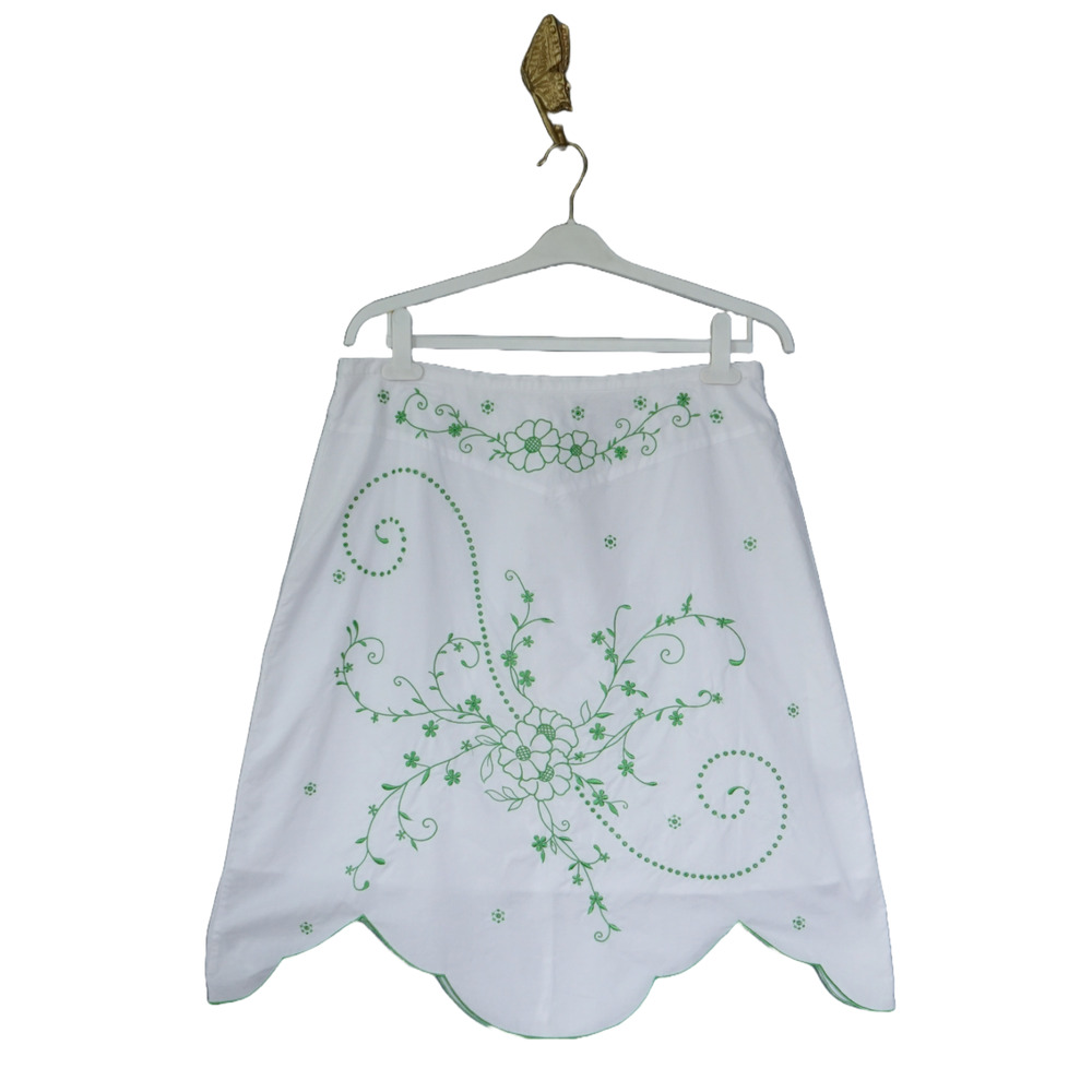 Bandolino Floral Embroidered Tulip Hem Skirt 14 Cottagecore Peasant Retro Boho